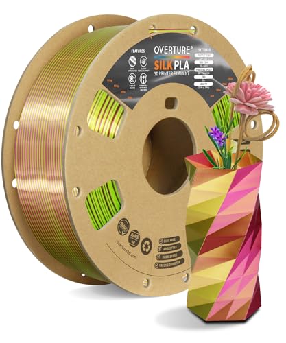 Image of OVERTURE Silk PLA 1.75mm Dual Color Filament, Clog-Free Shiny 3D Printer Filament, 1kg Spool(2.2lbs), Dimensional Accuracy + /- 0.03 mm, Fit Most FDM Printer(Silk Green-Magenta)