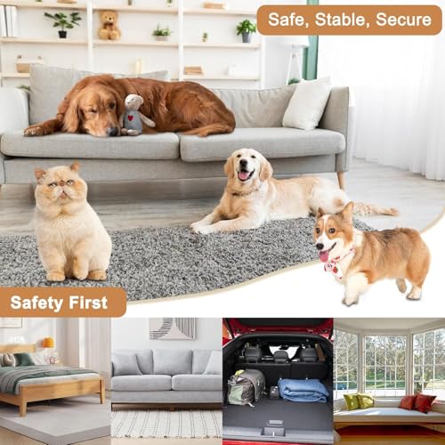 Klappbare Hunderampe aus Holz -Hundetreppe Höhenverstellbar 25-48cm mit Rutschfester Matte für Bett & Sofa | Leichte Haustierrampe auch für Katzen