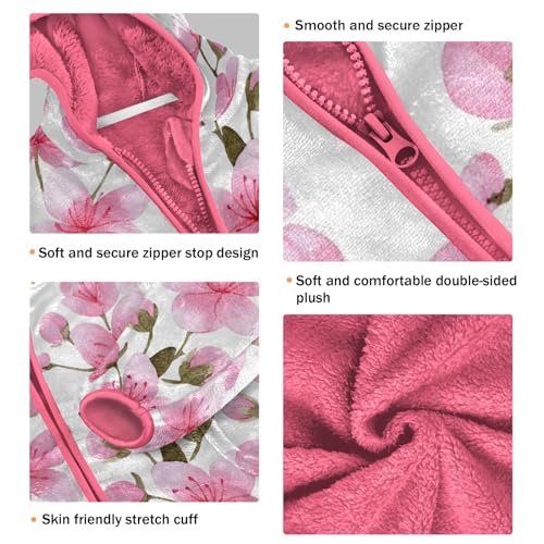 OTVEE Spring Pink Cherry Flowers Kids Hoodie Jacket Fall Spring Full Zip Warm Outwear Coat3