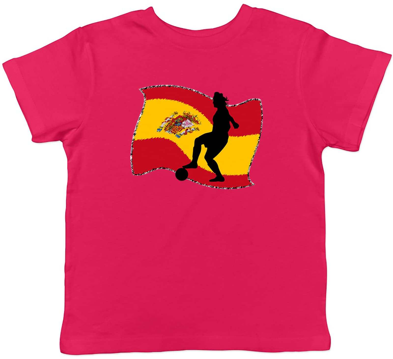 Shopagift Spain Flag Womens Football Childrens Kids T-Shirt Pink