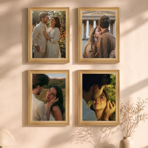 Image of Art Street Wooden Photo Frame for living room, Aesthetic Cave Design Photo Frames for Photograph, Art Work, Certificates Set of 4 (8x12 Inch, Wood Brown)