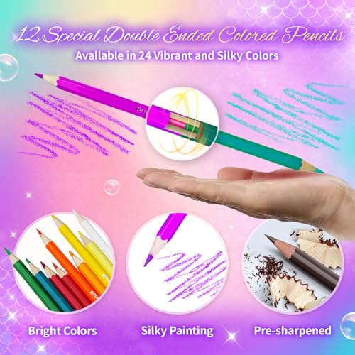 Cokiki Mermaid Art Set for Kids 184 Piece Drawing Kit - image 7