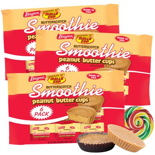 Sweetzo - Bulk Boyer Butterscotch Peanut Butter Cups, Smooth and Creamy Candy, Individually Packaged Treats, Each Cup is 0.5 Ounces (Pack of 3)