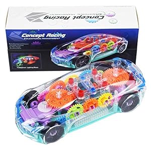 Sky Tech Transparent car 3D Concept Super Car Toy for Kids with 360 Degree Rotation, Gear Simulation Mechanical Car Technology w/d Sound & Light Toys for Kids Boys & Girls Toys & Games