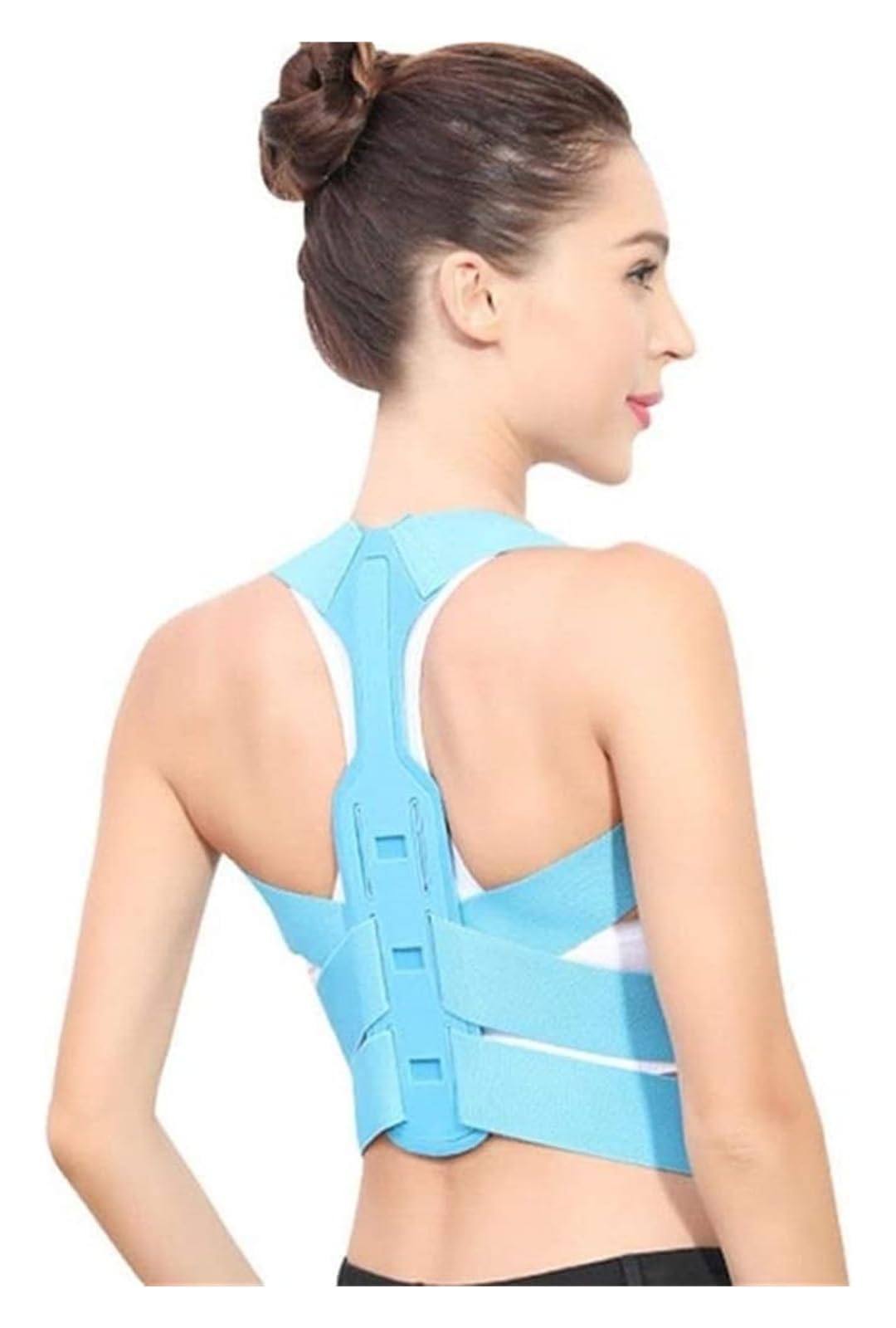 Correttore Postura Uomo Donna, Cintura di Supporto for la Schiena, correttore posturale Regolabile(Blue,Large)