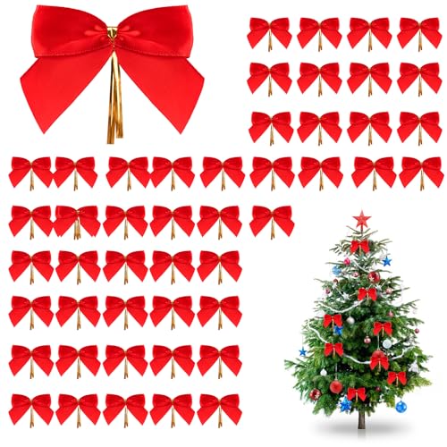 Binlava 48 Stück Weihnachtsschleifen Rot, Christmas Decorations,...