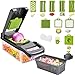 Picadora de Verduras, AUELEK 12 en 1 Mandolina Vegetal Manual Picadora de Cebolla , Cortador de Frutas y Alimentos, Cortador de Verduras para Ajo, Repollo, Zanahoria, Patata, Ensalada
