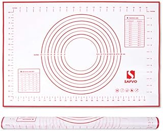 SAFVO Silicone Pastry Mat with Measurements - Non-Stick Non-Slip for Baking, Dough Rolling