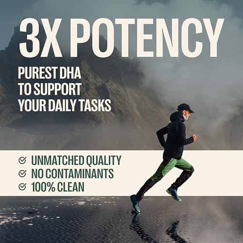 Orlo DHA - veganes DHA Omega-3-Nahrungsergänzungsmittel - dreifache Omega-3-Wirkung - pflanzliche DHA & EPA Omega-3-Algenöl-Fettsäuren - Fischöl-Alternative (60 mini Weichkapseln)