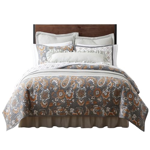 Image of Paseo Road Abbie 3 Piece King, Gray Cotton Western Reversible Quilt Set