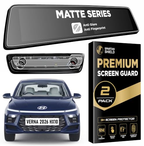 Image of Spartan Shield MATTE [2 PACK] Screen Protector For Hyundai Verna 2026 Facelift || Fits Top-End HX10 Models || 10.25 Inch Dual-Screen Infotainment & Instrument Cluster Protector || Anti Scratch | Water Repellant | HD Clarity | High Touch Sensitivity | Bubble Free Installation || New VERNA 2026+ Car Stereo Film || Android TouchScreen Accessories [Not Tempered Glass]