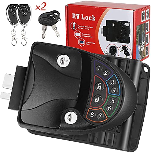 Promo 40% OFF RV Door Lock Keyless Entry with Deadbolt, Zinc Alloy RV Door Latch, Handle Latch with Keypad & Fob 20m for RV Caravan Trailer Car Camper, RV Accessories