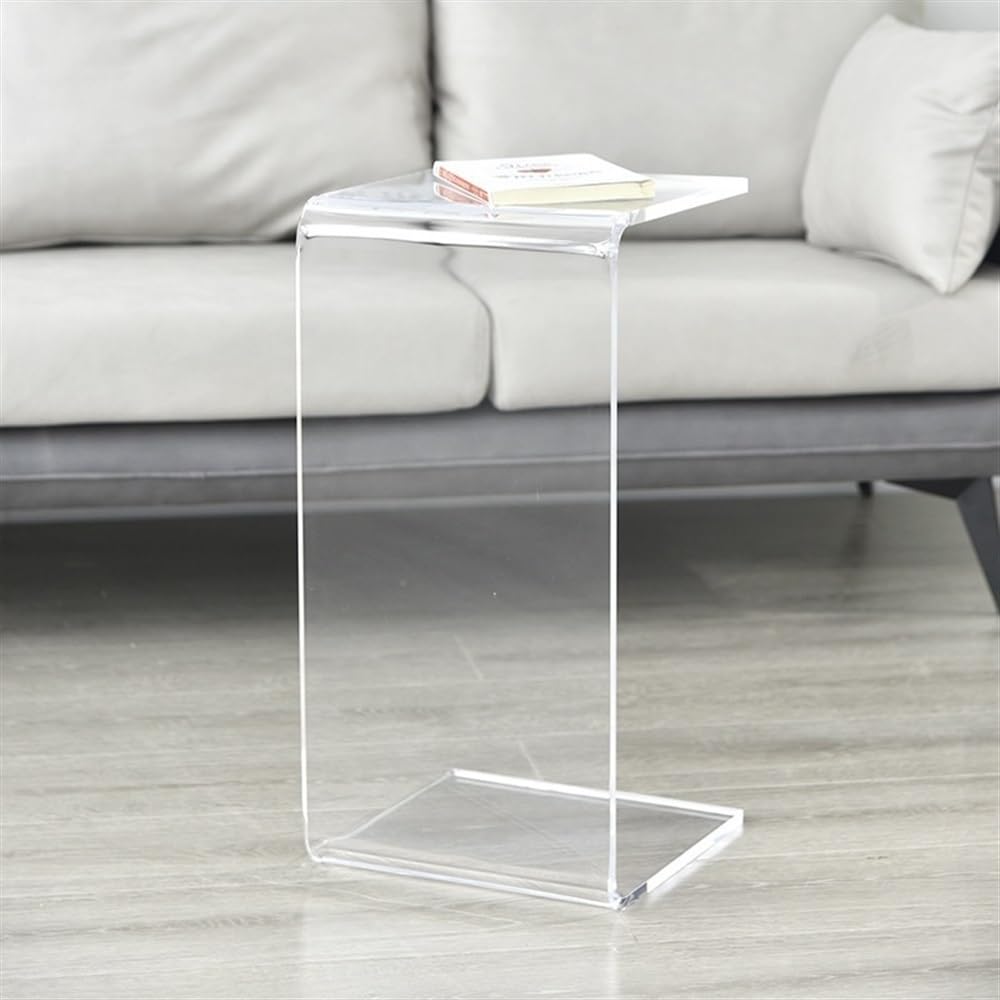 Simple C-Shaped Side Table, Modern Acrylic Bedside Table, Small Shelf, Suitable for Living Room, Bedroom, Balcony(Clear,11.8x11.8x25.6in)