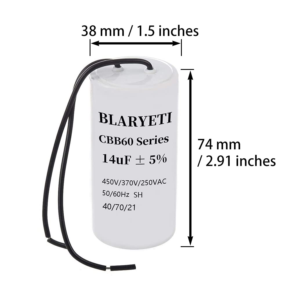 CBB60 14uF Motor Running Capacitor AC 450V/250V 50/60Hz 2 Wire