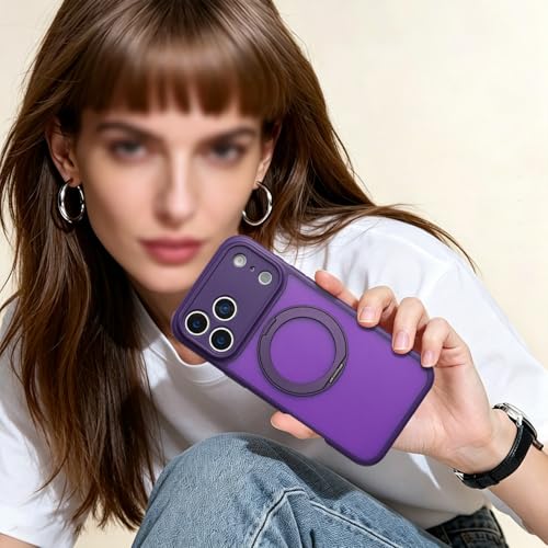 Image of for iPhone 17 Pro Max Case Compatible with MagSafe Full-Body Magnetic Phone Case with Built-in Tempered Glass Screen Protector& Stand for iPhone17 Pro Max Cover, Purple