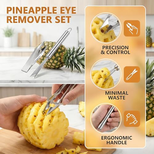 Image of 4Pcs Pineapple Eye Remover, Pineapple Cutter Tool for Home Kitchens and Outdoor Activities, Multifunctional Fruit Slicer Corer for Peel Peeler Pinapple Cut Kitchen Tools and Accessories