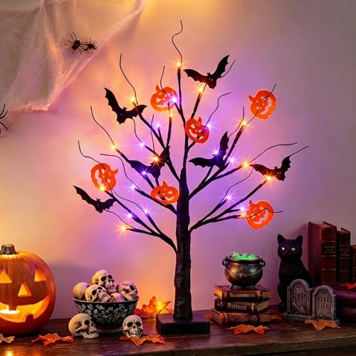 Vanthylit Halloween Decorations Halloween Tree Lights Lighted Black Tree