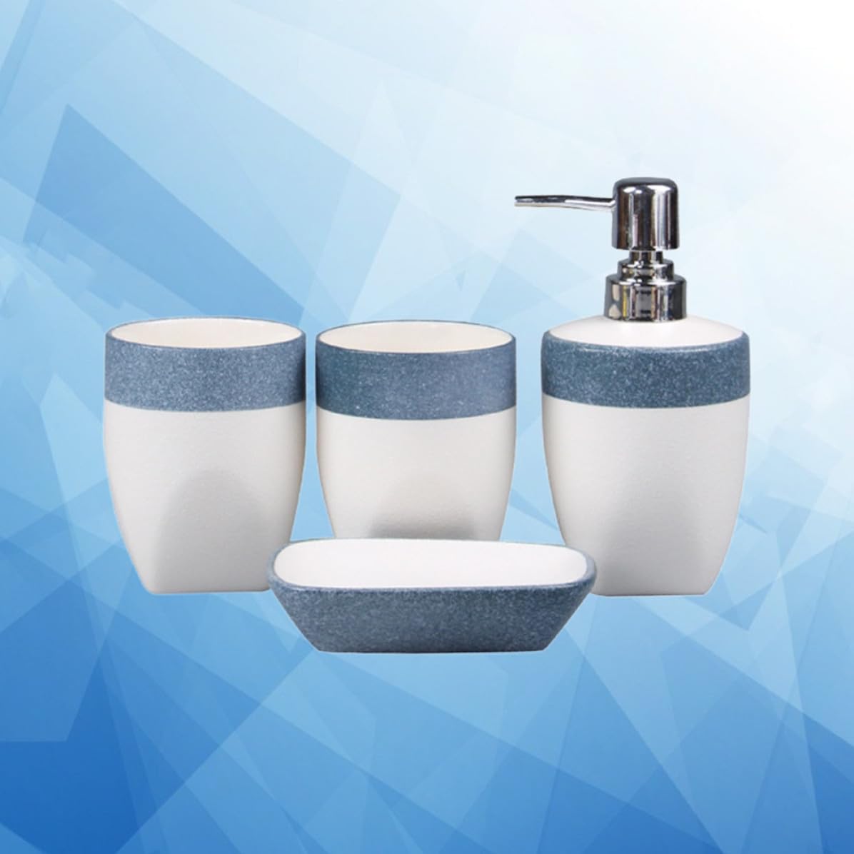 Mipcase 1juego Cerámica de Baño Set de Vaso para Cepillo de Dientes Soporte de Jabón Bandeja Color Azul Set de Accesorios para Cuarto de Baño Creativo y Práctico