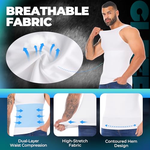 Mens Shapewear Slimming Body Shaper Compression Shirt Tummy Control Undershirt Abdomen Gynecomastia Tank Top Vest4