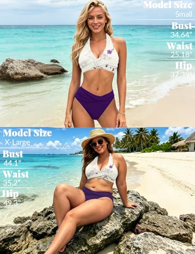 Image of Sopliagon Women's Bikini Sets Twist Front Two Piece Swimsuit Halter Bathing Suit