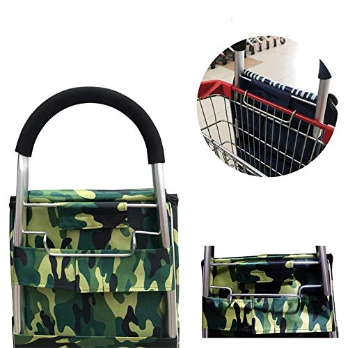 Einkaufstrolley für alte Personen, Aluminiumlegierung, zweirädrige Treppe, Auto, Einkaufskorb, zusammenklappbar, tragbar… – Bild 4