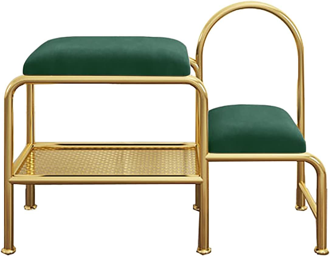 Tabouret à chaussures d'entrée en métal et petit banc de rangement pour vestiaire compact