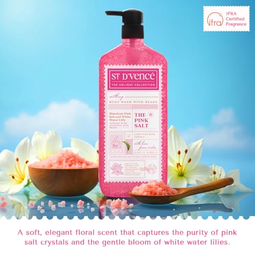 Image of ST. D'VENCE Himalayan Pink Salt Body Wash Shower Gel for Women & Men with White Water Lilly & Organic Aloe Vera| Moisturising Body Wash for Winter | Parabens & SLS Free- 700 ml