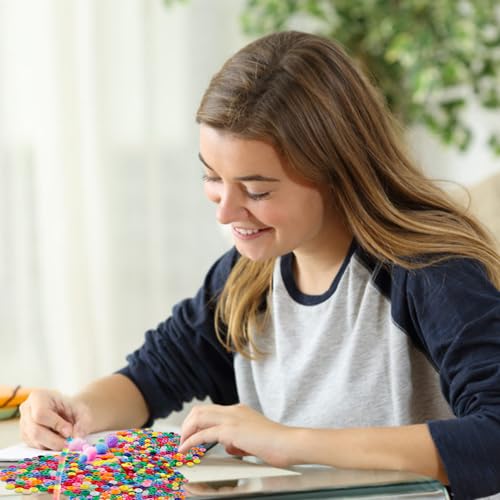 Pony Beads 1100 Pcs,Beads for Jewelry Bracelets Making,Bracelet Bead,Plastic Hair Bead for Braids for Girls for Craft,Gifts for Girls (Multicolored)