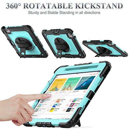 Image of SEYMAC stock Case for iPad Air 5th /4th Generation /Pro 11 (4th /3rd /2nd) with Screen Protector Pen Holder, 360 Rotate Hand Strap /Stand Case for iPad Air 5th /4th Gen 10.9'' / Pro 11'' (Brightblue+Black)
