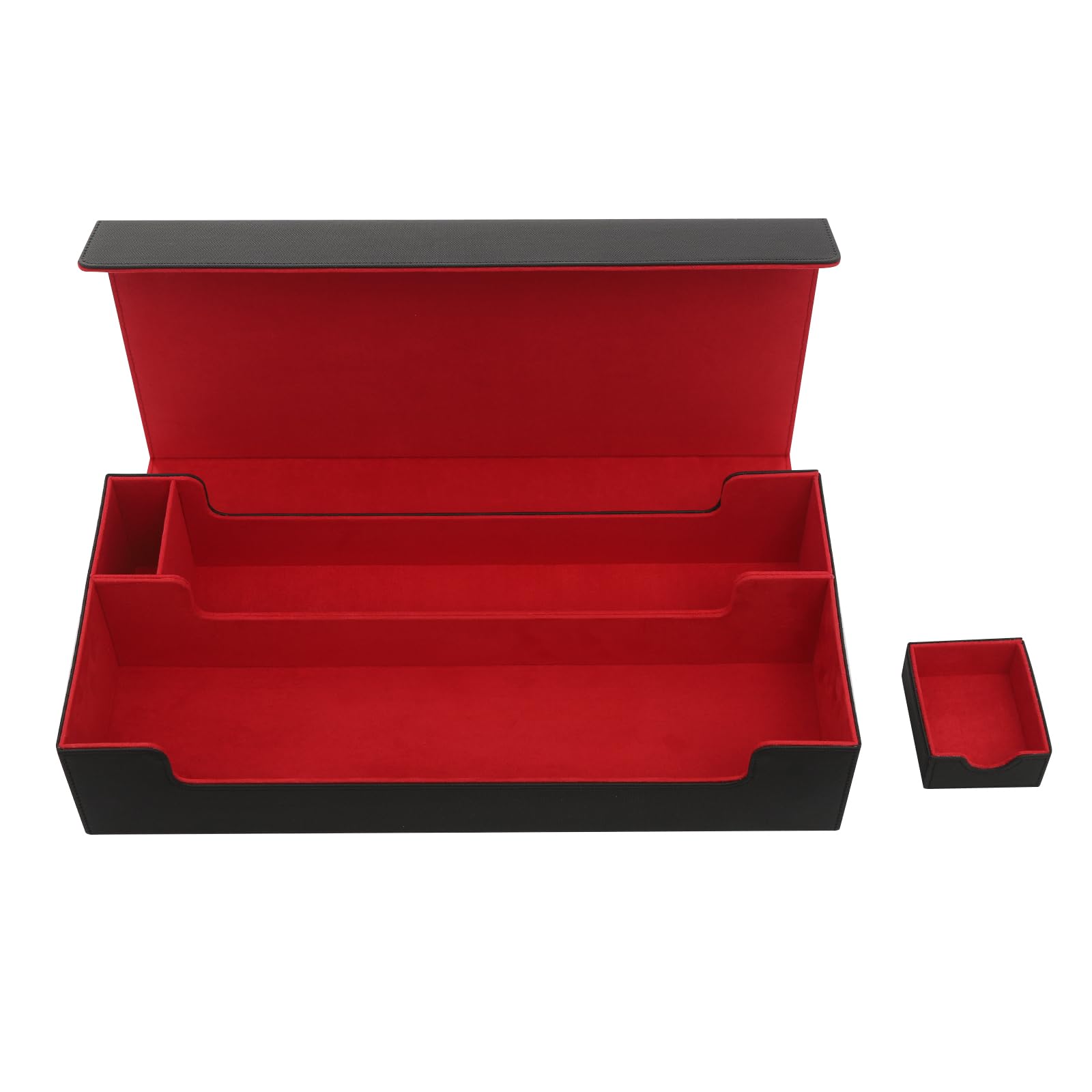 Miiwwowo Black & Red Card Storage Box For Trading Cards, 550+ Pu-Leather Commander Deck Case 40.5X20x9cm, Magnetic Closure Card Holder For Tcg/Ccg/Tarot/Magic Game Cards (Black & Red)