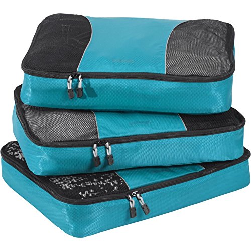 eBags Large Classic Packing Cubes for Travel - 3pc Set - (Aquamarine)