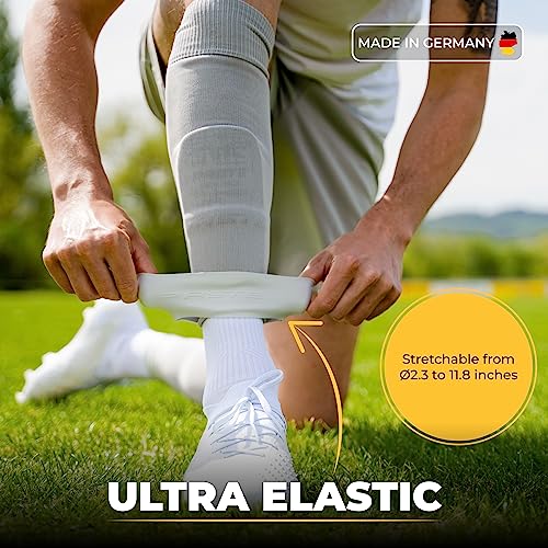 PASTE ยฎ Shin guard straps soccer silicone for adult men women kids children & youth grey, Shinguard holders, pads & stays - Image 2