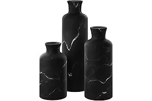 Creative Scents Matte Black Vase Set for Elevated Black Living Room Decor