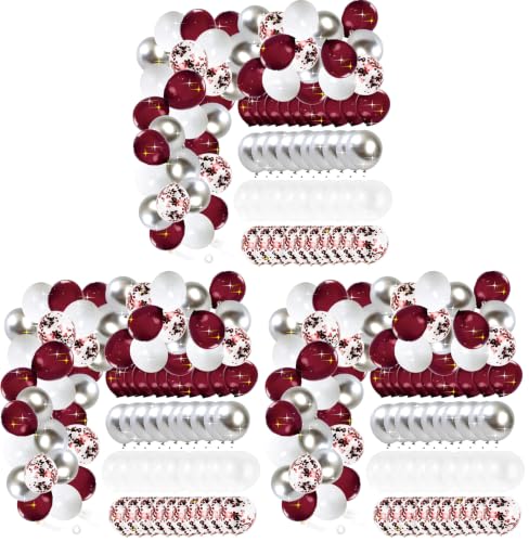 Image of Graduation Party Decorations Maroon /Maroon White Graduation Decorations Class of 2026 /Burgundy White Silver Balloons 60Pcs Burgundy Birthday Wedding (Pack of 3)