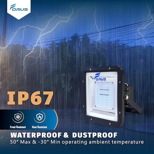 Image of Forus 30W LED Flood Light 4 Years Warranty, IP67 Waterproof Outdoor LED Flood Lights, High Mast Focus, Halogen Flood Light for Factory, Garage, Parking, Garden, Shop, Warehouse, Tent, Yellow 1PC
