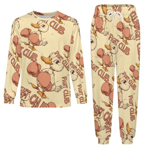 Duck With Boxing Gloves Pajama Set Long Sleeve Lounge Sets Sleepwear 2 Pjs Nightwear for Men Women3