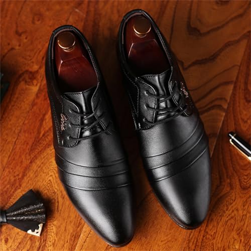 Men Classic Black Business Shoes Pointed-Toe Lace-up Soft Oxfords Shoes Modern Wedding Formal Dress Shoes for Men4