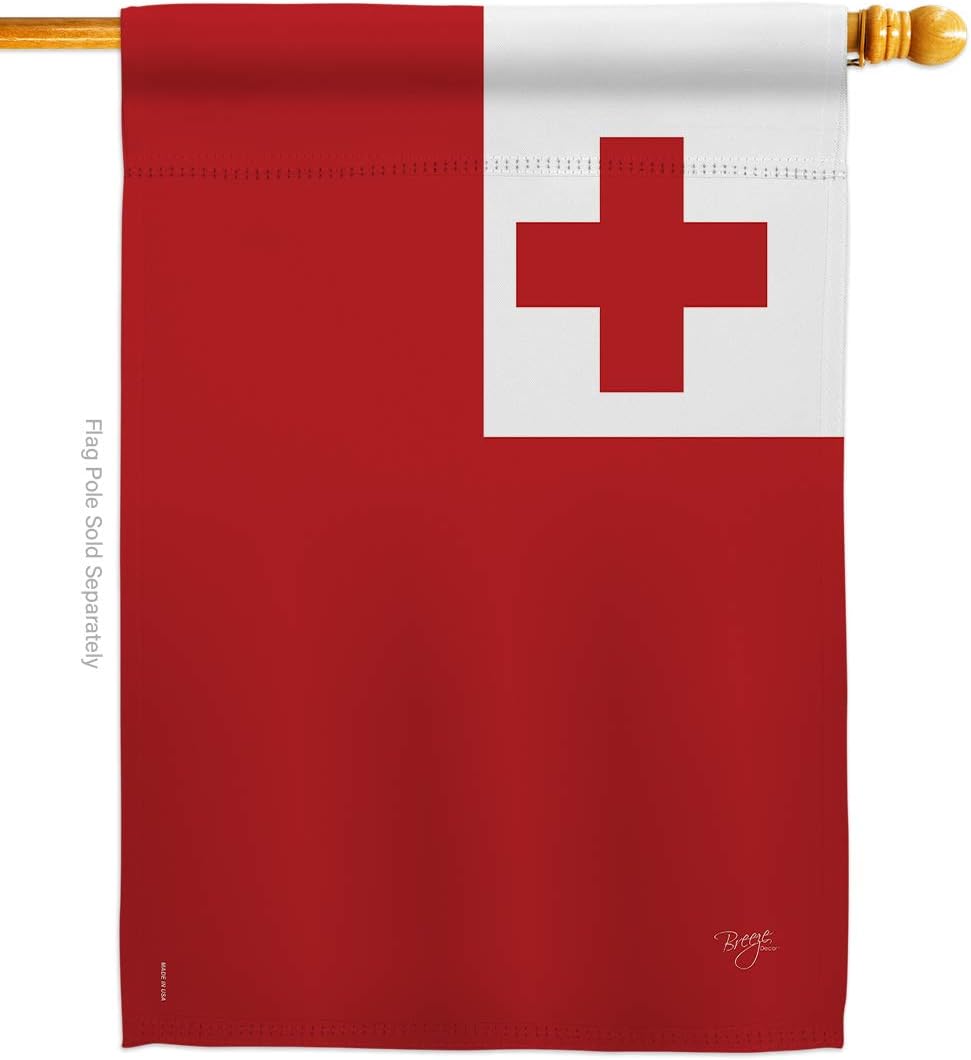 Tonga House Flag Regional Nationality Nation International World Country Particular Area Small Decorative Gift Yard Banner Made In USA 28 X 40