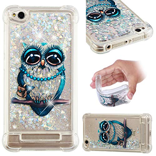 MRSTERUS Case for Xiaomi Redmi 4A,Xiaomi Redmi 4A Glitter Case, Flowing Liquid Transparent Shockproof Cover,Quicksand Series TPU Case for Xiaomi Redmi 4A Big Eyed owl YBL
