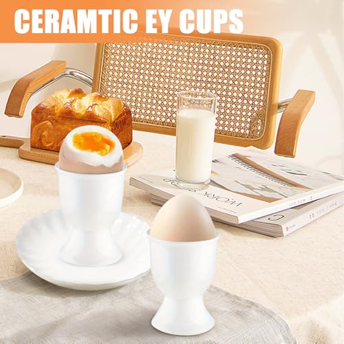 9 Stück Eierbecher Set, 4.8x4.9cm Weiße Runde Eierbecher mit Fuß, Plastik Frühstück Eierhalter Geschirr, Eierbecher Lustig Geeignet für Hart und Weich Gekochte Eier auf Jedem Frühstückstisch (Weiß) – Bild 4