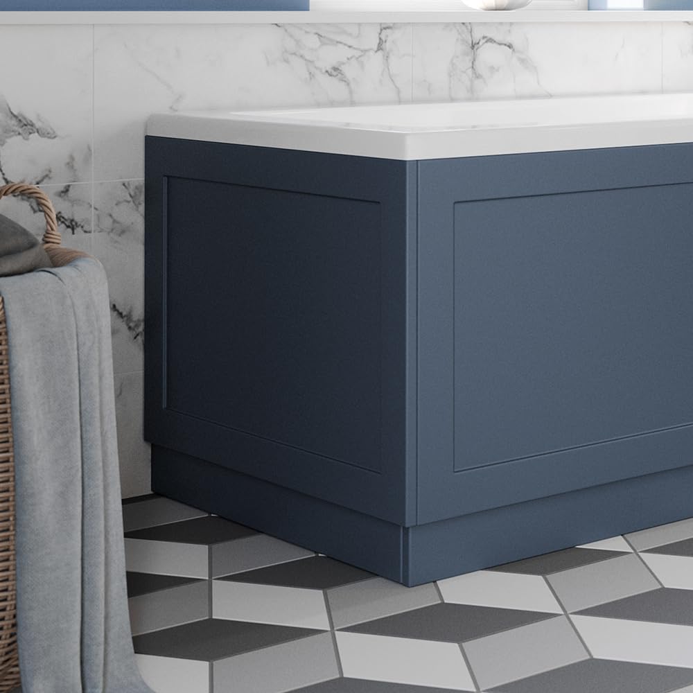 Affine® Traditional 750 End Panel MDF Bath Panel 18mm, Wooden Panels for Bathroom Baths Soaking Tubs, Adjustable Plinth, Easy to Cut, Matt Blue