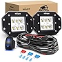 Nilight LED Light Bar 2PCS 18W Flush Mount Flood Led Off Road Lights 12V 5Pin Rocker Switch LED Light Bar Wiring Harness Kit, 2 Years Warranty, Model: ZH075