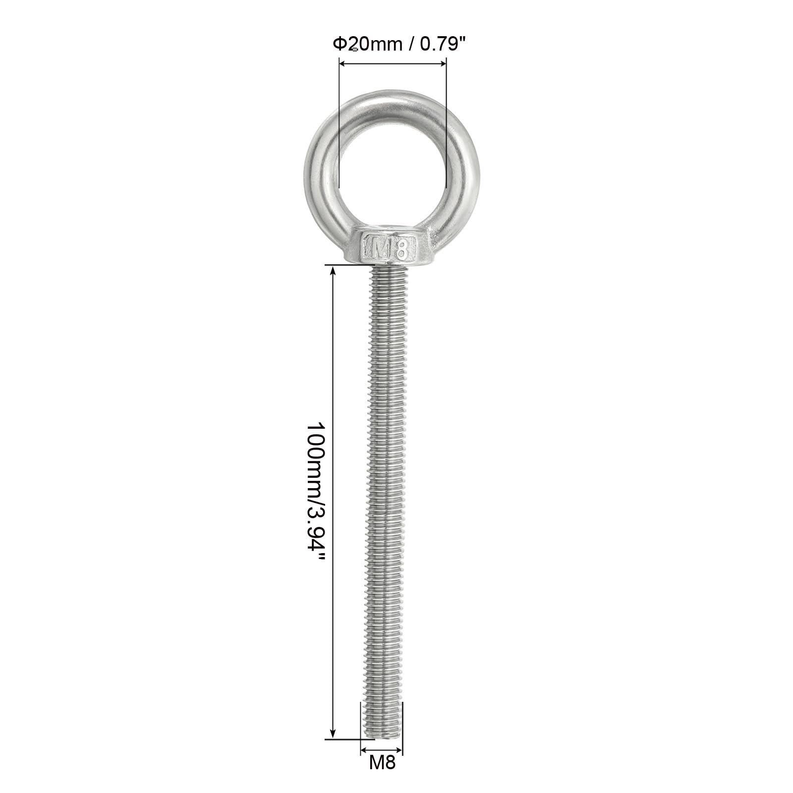 PATIKIL M8 x 100mm Lifting Shoulder Eye Bolt - Image 2
