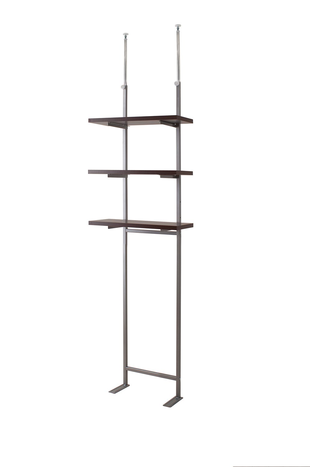 ♡ 突っ張り壁面収納ラック 幅60cm ダークブラウン [8151] Amazon｜【日本製】壁面突っ張り収納ラック (幅60㎝棚6段