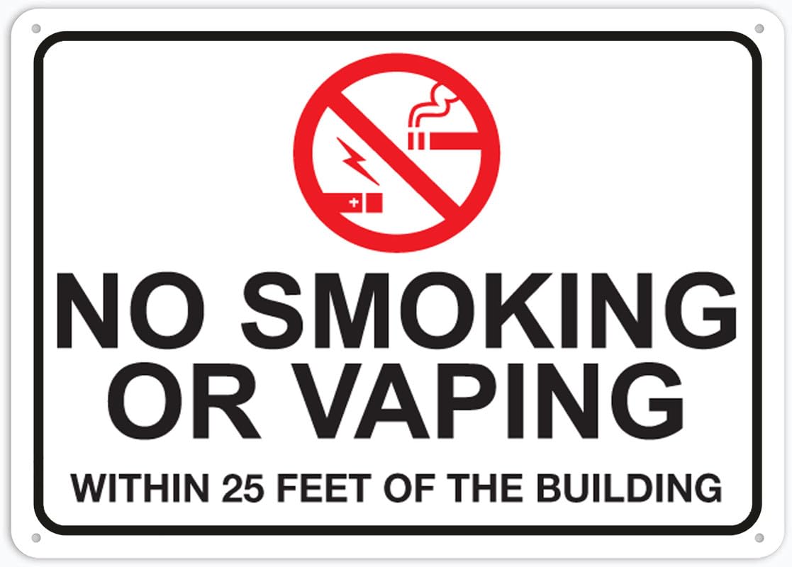 No Smoking Vaping Within [Area] Aluminum Metal Sign 12"x8" Rust-Free Pre-Drilled Holes Weather Resistant For Home/Office/Business/Yard Use