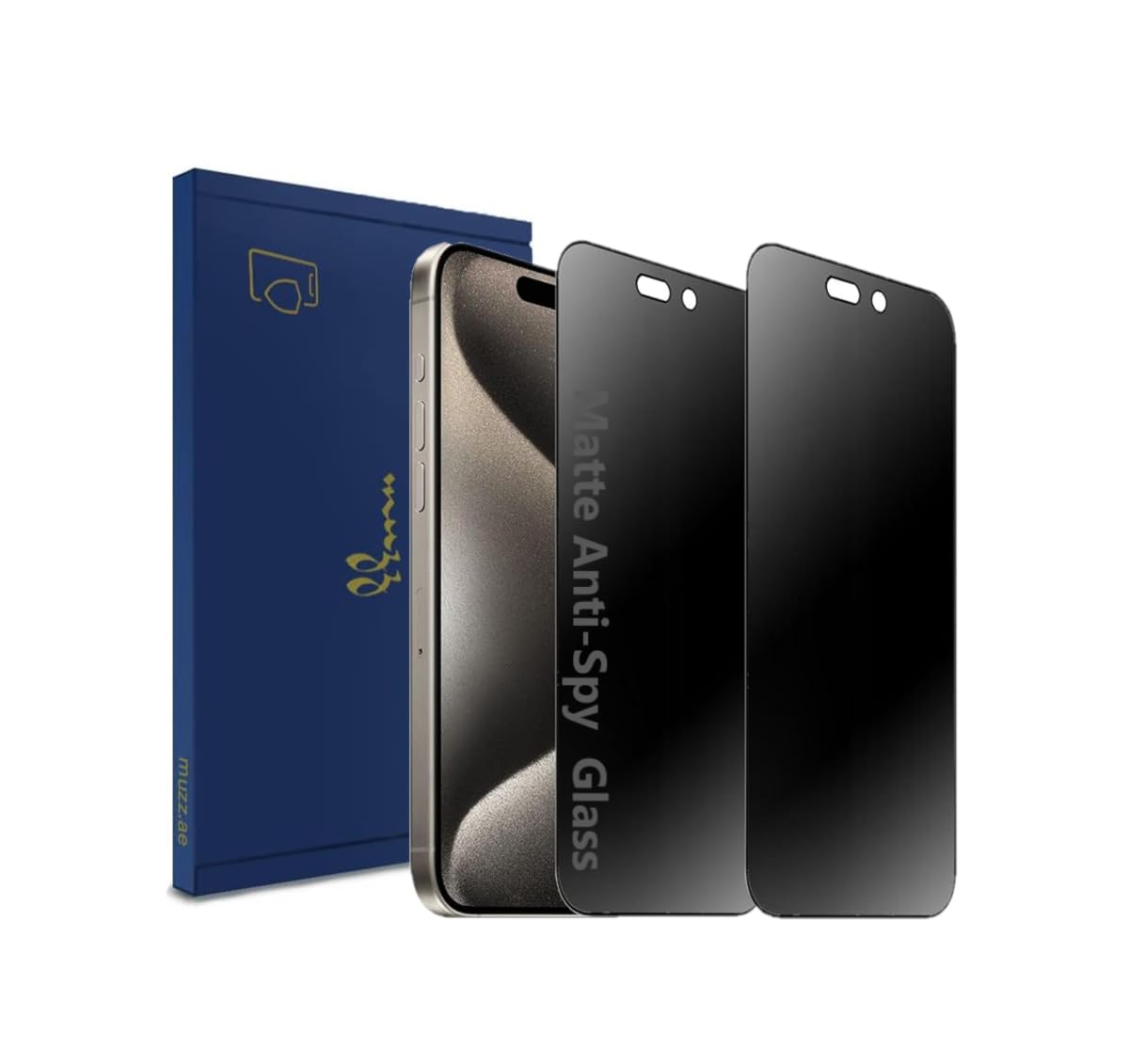Muzz Matte Privacy Screen Protector for IPhone 16 Pro Max, 2 Pack, Anti-Glare, Anti-Spy, Scratch Resistant, Tempered Glass Film (iPhone 16 Pro Max)