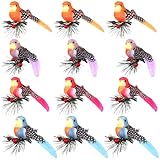 Haiabei 12 Stück künstliche Vögel zum Anklipsen an Tannenzweigen, realistische gefiederte Vögel, Weihnachtsbaumschmuck, realistische Kunstvögel, Dekor, gefiederte Singvögel, Clips für Baum, Garten,DIY