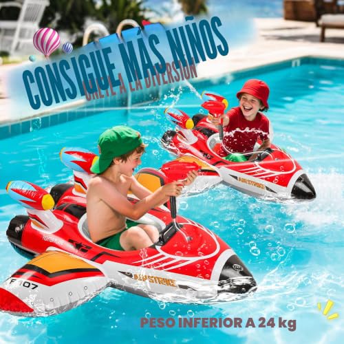Miniatura 3 de Flotadores Piscina Bebe Con Pistola De Agua Y Asa Inflable Natación Niños Flotador Bebe Juegos De Verano Al Aire Libre Piscina De Agua Juguetes De Playa Para Niños Y Niñas De 3 A 6 Años Rojo