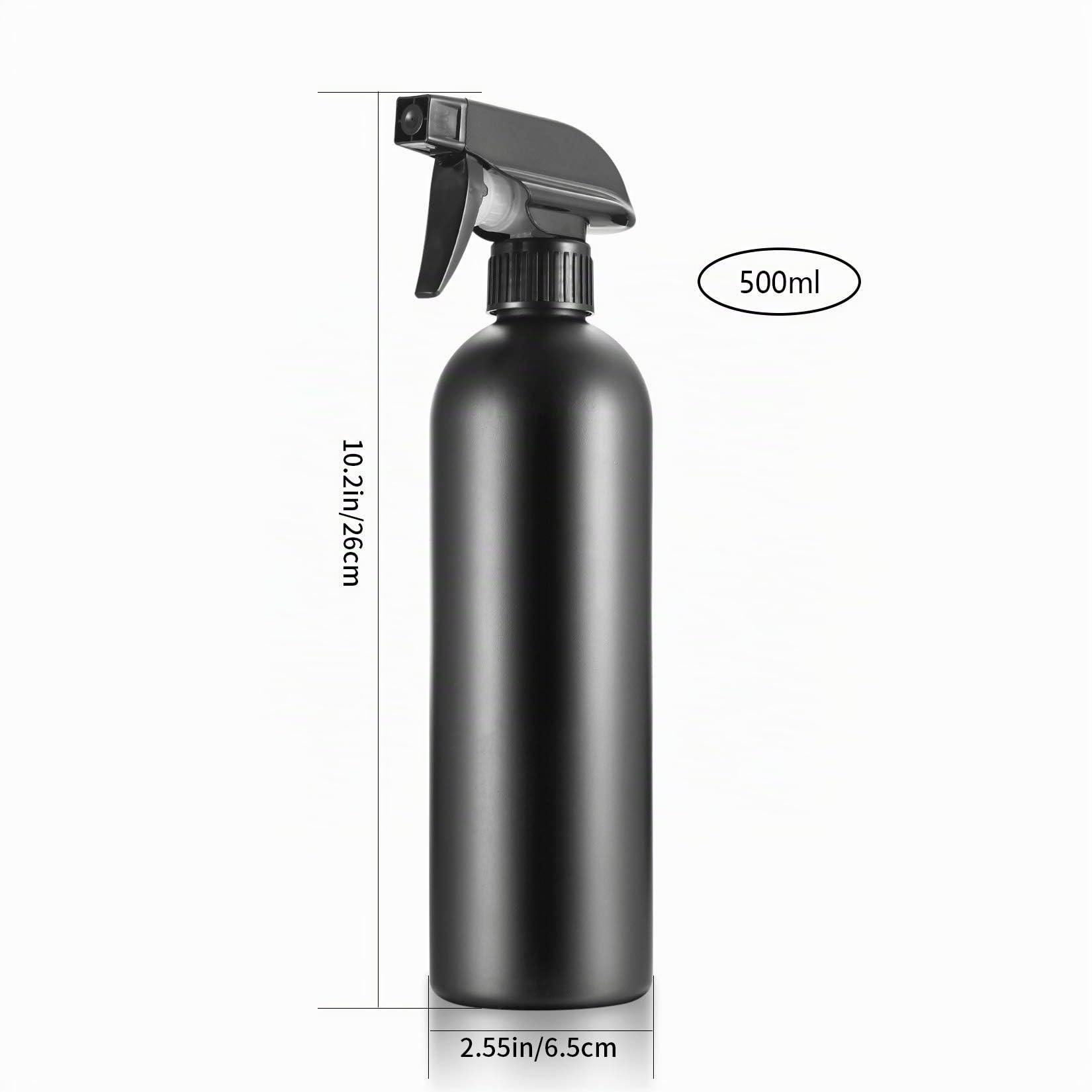 HAOCHEN Set da 3 Flacone Spray Acqua di Plastica, 500 Ml Spray Bottles Spruzzino Nebulizzatore, Bottiglietta Spray Riutilizzabile, per Parrucchieri, Giardino, Casa (nero)