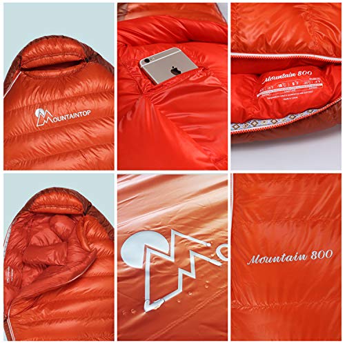 Mountaintop Down Sleeping Bag, 15F 650 Fill Power - Ultraligera Compacta Portátil para Senderismo y Camping para Adultos y Adolescentes miniatura 4
